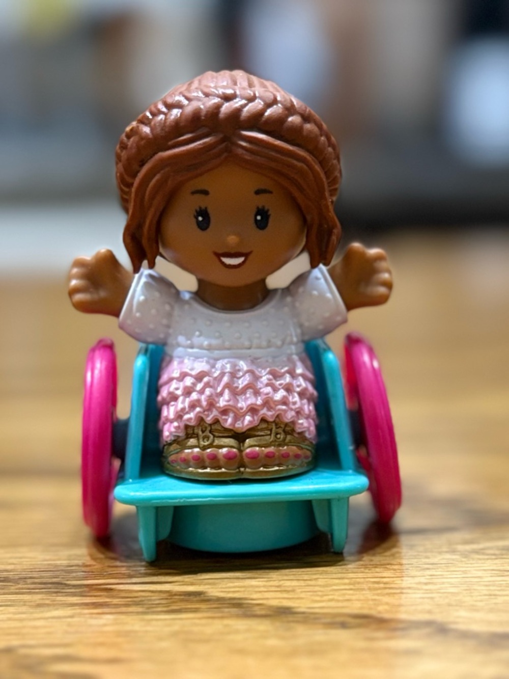 Inclusive Play Doll with Pink Dress and Teal Wheelchair